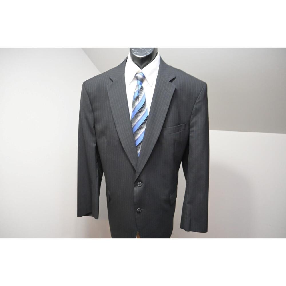 Jos A Bank 100% Wool‎ Striped 2 Piece Suit Pants Jacket Mens Sz 38 x 32 48 Long